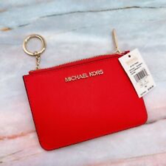 Michael Kors zip coin holder in red - Picture 3 of 8